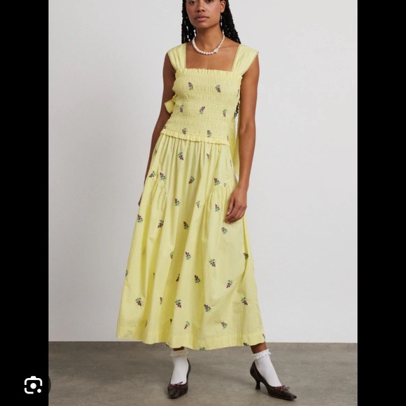 Yellow Poplin Midi Dress - Picture 1 of 3